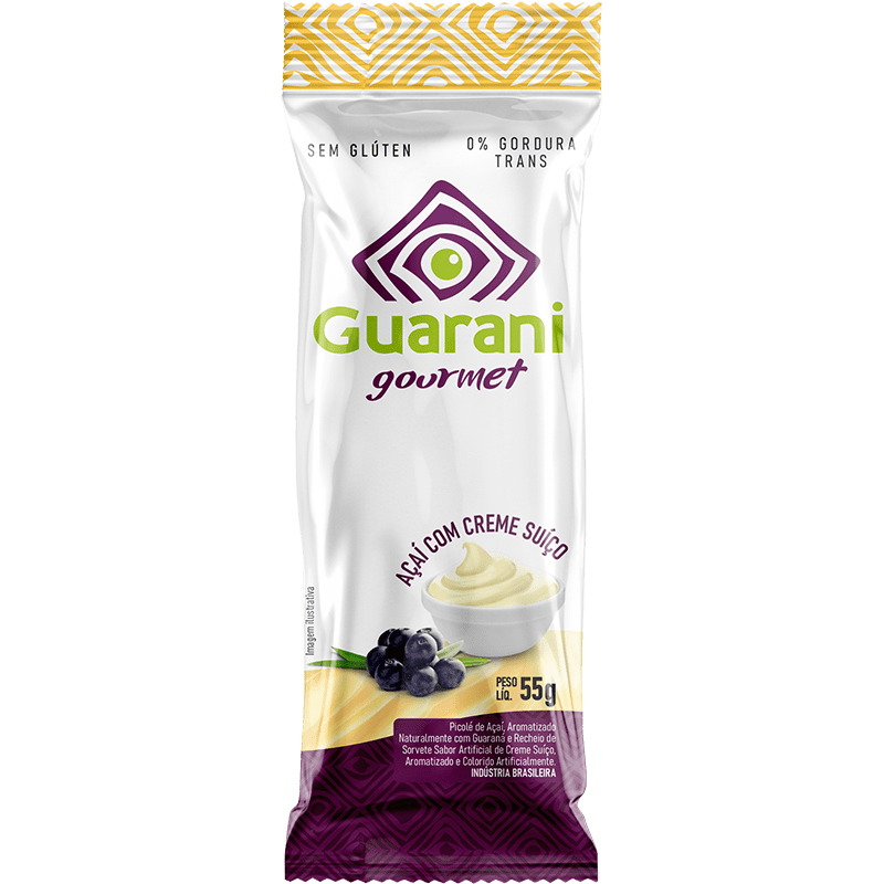 Picolé Guarani Açaí Original com Recheio de Sorvete de Creme Suíço - Guarani Açai