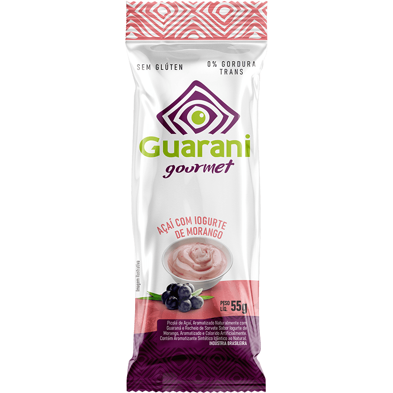 Picolé Guarani Açaí Original com Recheio de Sorvete de Iogurte de Morango - Guarani Açai