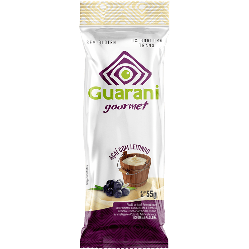 Picolé Guarani Açaí Original com Recheio de Sorvete de Leitinho - Guarani Açai