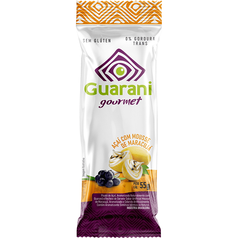 Picolé Guarani Açaí Original com Recheio de Sorvete de Mousse de Maracujá - Guarani Açai